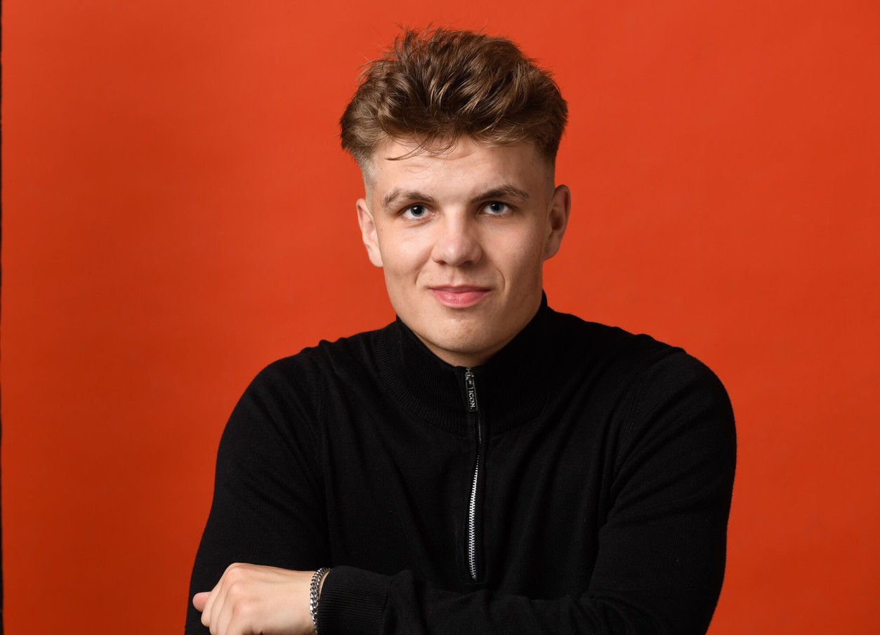 Foto met lach zittend